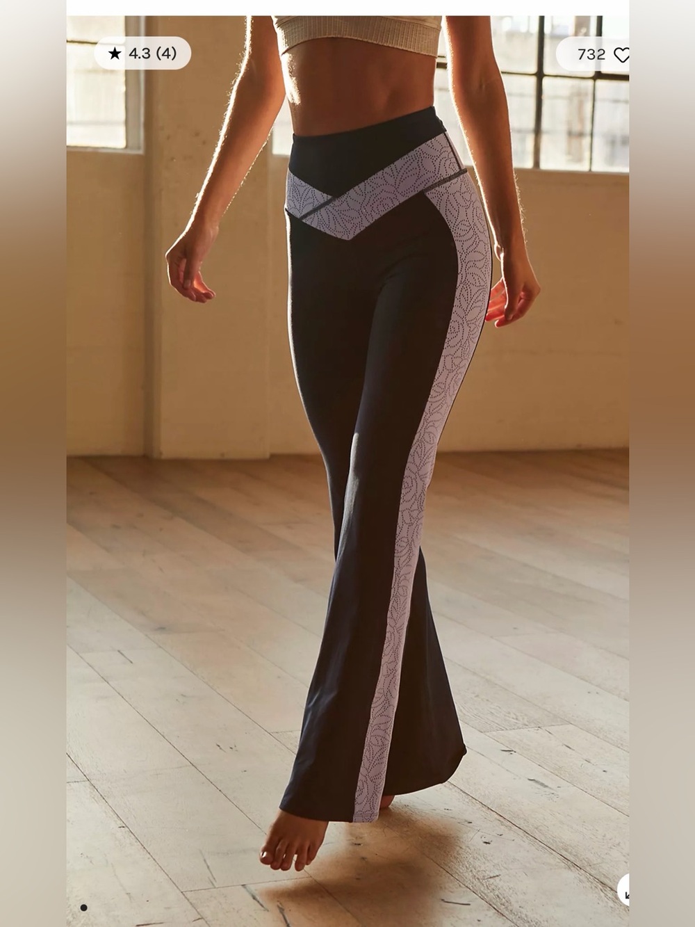 Free People Black Flare Leggings with Lilac Side Panel